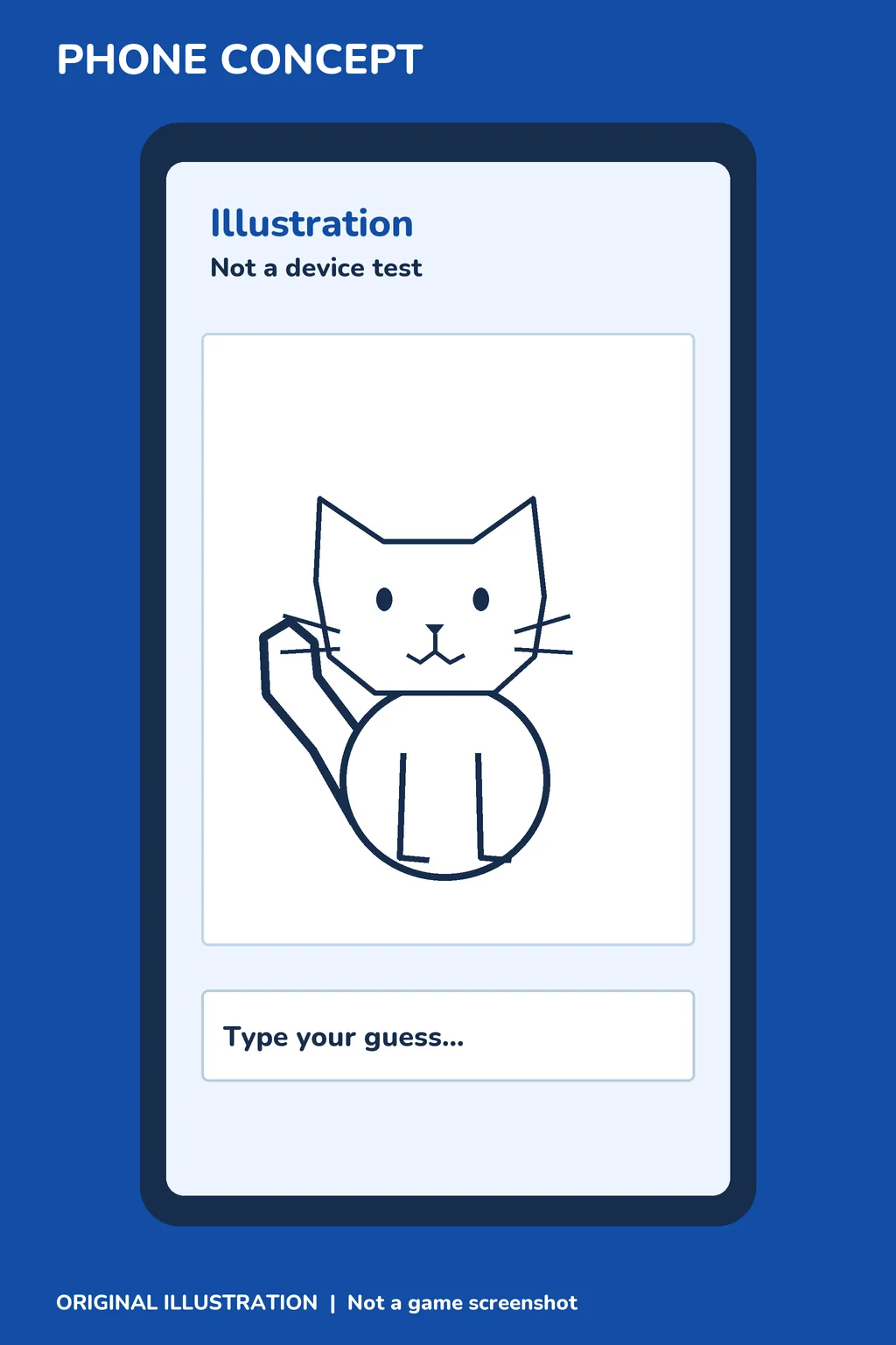 Illustration, not a device test: a phone with a drawing canvas and guess box